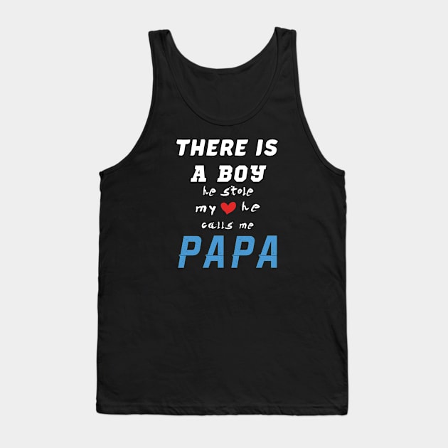 Papa Gifts Shirts from Grandson, he Stole My Heart Tank Top by CareTees